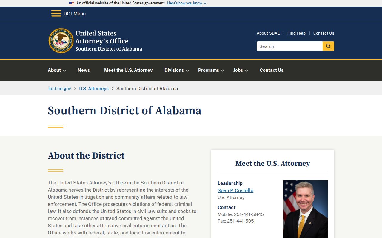 Mobile County criminal court records federal prosecutor website
