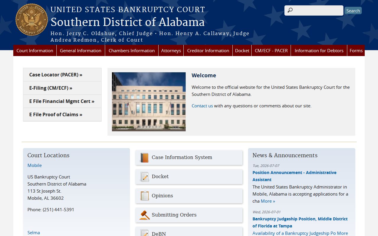 Mobile County court records Southern District bankruptcy court