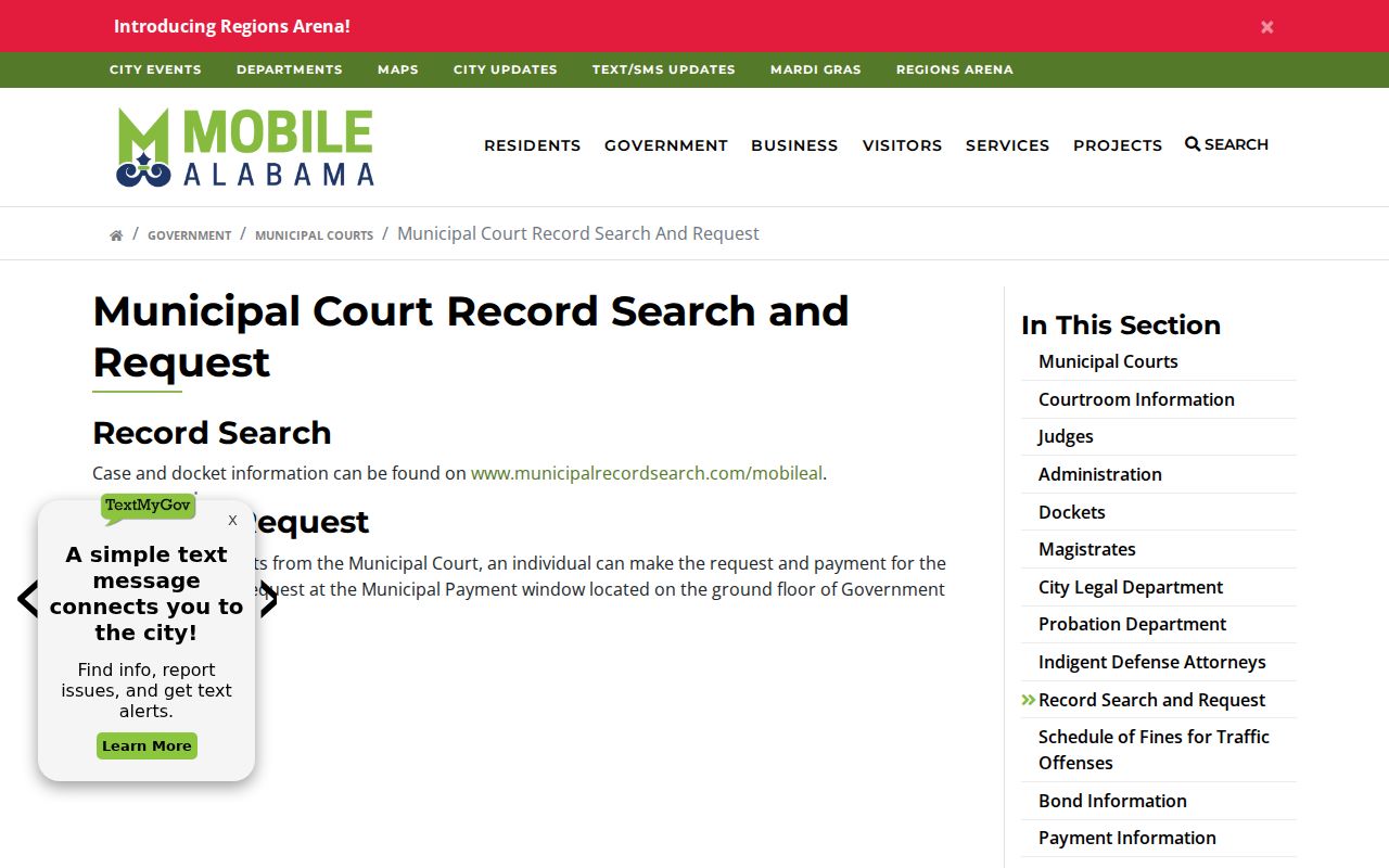 Mobile County traffic court records municipal search and request