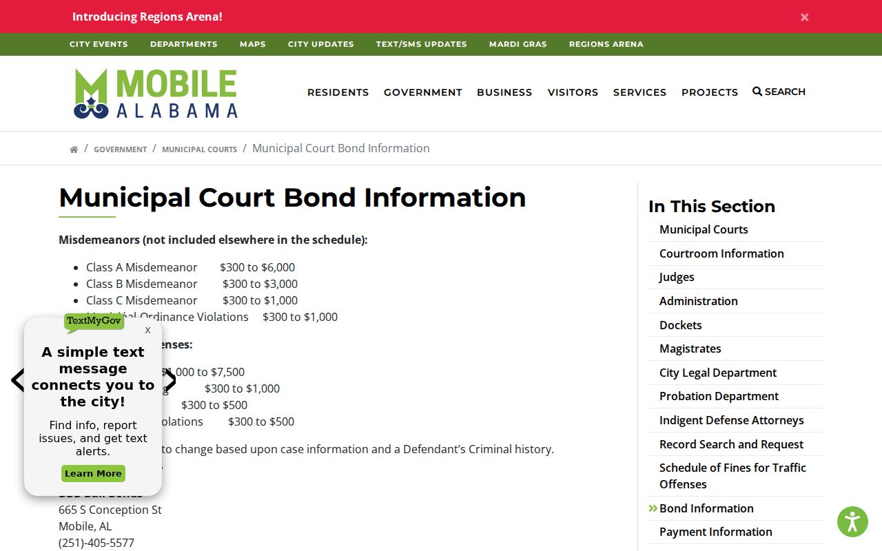 Mobile County traffic court records municipal bond information
