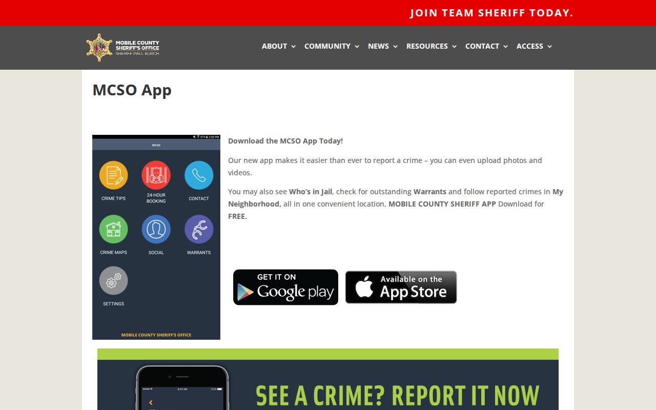 Mobile County warrant search MCSO App outstanding warrant feature